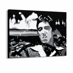 Ръчно рисувана картина POP Art AL PACINO 1 брой al13 – 3D визуализация на ръчно рисувано платно на бял фон. Доминиращи цветове: черно, бяло, сиво.