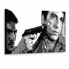 Ръчно рисувана картина POP Art AL PACINO 1 брой al20 – 3D визуализация на ръчно рисувано платно на бял фон. Доминиращи цветове: черно, бяло, сиво.