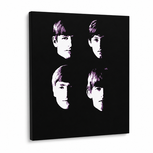 Ръчно рисувана картина POP Art BEATLES 1 брой beat10 – 3D визуализация на ръчно рисувано платно на бял фон. Доминиращи цветове: черно, бяло, лилаво.