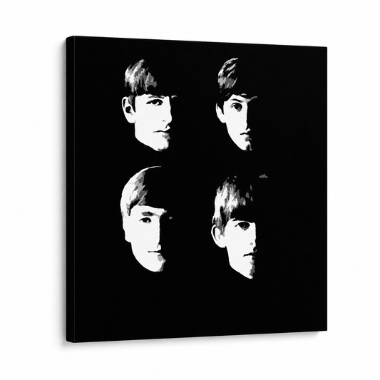 Ръчно рисувана картина POP Art BEATLES 1 брой beat8 – 3D визуализация на ръчно рисувано платно на бял фон. Доминиращи цветове: черно, бяло.