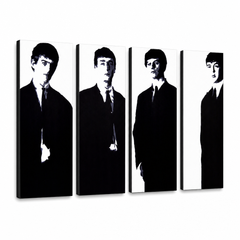 Ръчно рисувана картина POP Art Beatles 4 броя bea3 – 3D визуализация на ръчно рисувано платно на бял фон. Доминиращи цветове: черно, бяло, сиво.