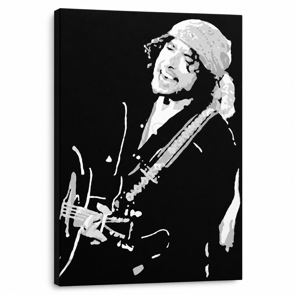 Ръчно рисувана картина POP Art Bob Dylan 1 част bd – 3D визуализация на ръчно рисувано платно на бял фон. Доминиращи цветове: черно, бяло, сиво.