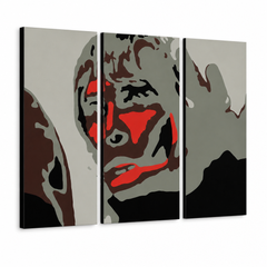 Ръчно рисувана картина POP Art BROWN APE 3 парчета ibbrown – 3D визуализация на ръчно рисувано платно на бял фон. Доминиращи цветове: черно, червено, сиво, кафяво, бяло.