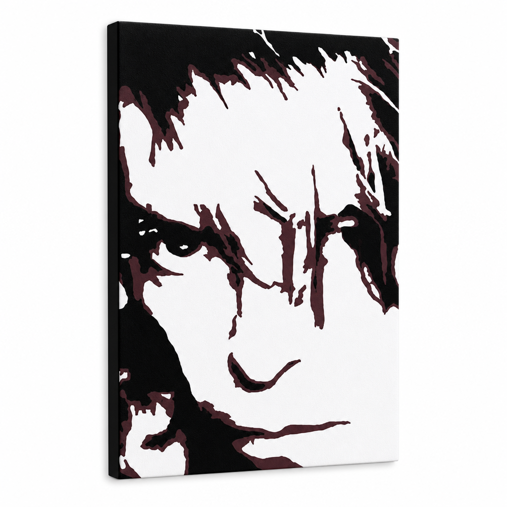 Ръчно рисувана картина POP Art David Bowie 1 брой db – 3D визуализация на ръчно рисувано платно на бял фон. Доминиращи цветове: черно, кафяво, бяло.