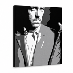 Ръчно рисувана картина POP Art Dr. HOUSE 1 брой dh2 – 3D визуализация на ръчно рисувано платно на бял фон. Доминиращи цветове: черно, бяло, сиво.