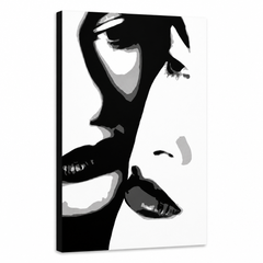Ръчно рисувана картина POP Art Две жени 1 брой 00 2w – 3D визуализация на ръчно рисувано платно на бял фон. Доминиращи цветове: черно, бяло, сиво.