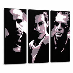 Ръчно рисувана картина POP Art GODFATHER 3 парчета god3 – 3D визуализация на ръчно рисувано платно на бял фон. Доминиращи цветове: черно, розово, бяло.