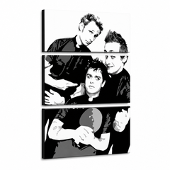 Ръчно рисувана картина POP Art Green Day 3 парчета gd – 3D визуализация на ръчно рисувано платно на бял фон. Доминиращи цветове: черно, бяло, сиво.