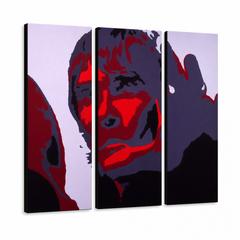 Ръчно рисувана картина POP Art Ian Brown 3 броя иб – 3D визуализация на ръчно рисувано платно на бял фон. Доминиращи цветове: черно, червено, сиво.