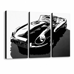 Ръчно рисувана картина POP Art JAGUAR 3 броя – 3D визуализация на ръчно рисувано платно на бял фон. Доминиращи цветове: черно, бяло, сиво.