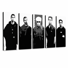 Ръчно рисувана картина POP Art LINKIN PARK 5 парчета lp – 3D визуализация на ръчно рисувано платно на бял фон. Доминиращи цветове: черно, бяло, сиво.