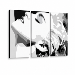 Ръчно рисувана картина POP Art MADONNA 3 парчета ma5 – 3D визуализация на ръчно рисувано платно на бял фон. Доминиращи цветове: bielá, черно, сиво.
