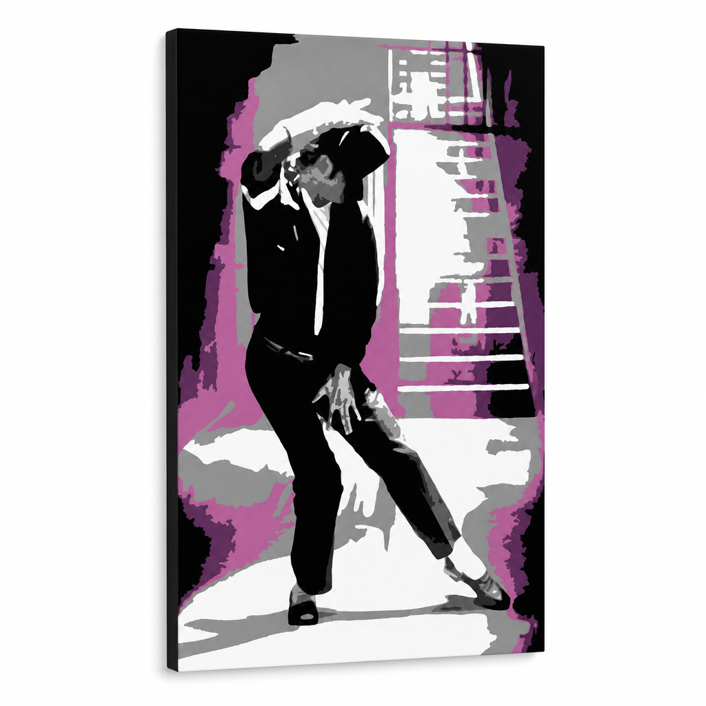 Ръчно рисувана картина POP Art Michael Jackson 1 брой mj3 – 3D визуализация на ръчно рисувано платно на бял фон. Доминиращи цветове: черно, розово, сиво, бяло.