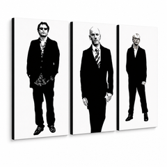 Ръчно рисувана картина POP Art REM 3 парчета rem – 3D визуализация на ръчно рисувано платно на бял фон. Доминиращи цветове: черно, бяло, сиво.