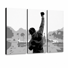 Ръчно рисувана картина POP Art ROCKY 3 броя rocky2 – 3D визуализация на ръчно рисувано платно на бял фон. Доминиращи цветове: черно, сиво, бяло.