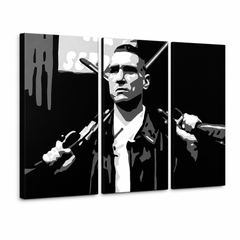 Ръчно рисувана картина POP Art Stock Lock 3 броя – 3D визуализация на ръчно рисувано платно на бял фон. Доминиращи цветове: черно, бяло, сиво.