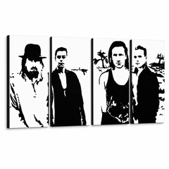 Ръчно рисувана картина POP Art U2 в черно 4 броя U22 – 3D визуализация на ръчно рисувано платно на бял фон. Доминиращи цветове: черно, бяло.