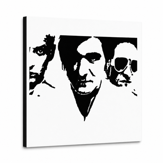 Ръчно рисувана POP Art картина Die Ärzte 1 dielny da – 3D визуализация на ръчно рисувано платно на бял фон. Доминиращи цветове: черно, бяло.