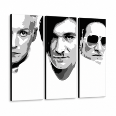 Ръчно рисувана POP Art картина Die Ärzte 3 части da2 – 3D визуализация на ръчно рисувано платно на бял фон. Доминиращи цветове: черно, бяло, сиво.