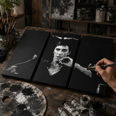 Ръчно рисувана POP Art живопис АБСТРАКТ 3 части abstr1 – Ателие Papilora – ръчно рисуване на POP Art платно. Доминиращи цветове: жълто, черно, оранжево.