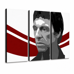 Ръчно рисувана POP Art живопис AL PACINO 6 части al6 – 3D визуализация на ръчно рисувано платно на бял фон. Доминиращи цветове: черно, червено, бяло.
