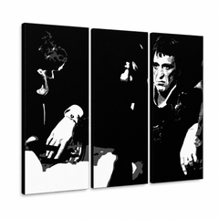 Ръчно рисувана POP Art живопис SCARFACE-AL PACINO 6 парчета al5 – 3D визуализация на ръчно рисувано платно на бял фон. Доминиращи цветове: черно, бяло.