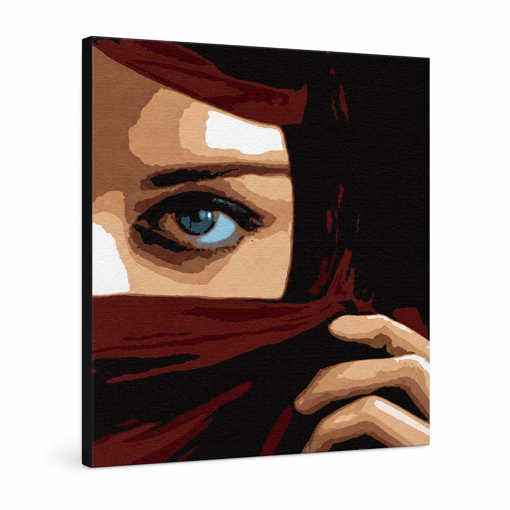 Ръчно рисувано око POP Art Eye 1 брой рисунка на око – 3D визуализация на ръчно рисувано платно на бял фон. Доминиращи цветове: кафяво, черно, зелено, червено, синьо.