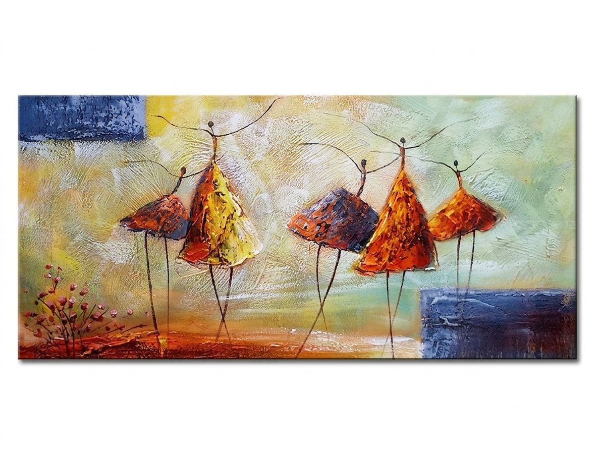 Ръчно Ръчно рисувана картина DANCERS 40 x 80 cm