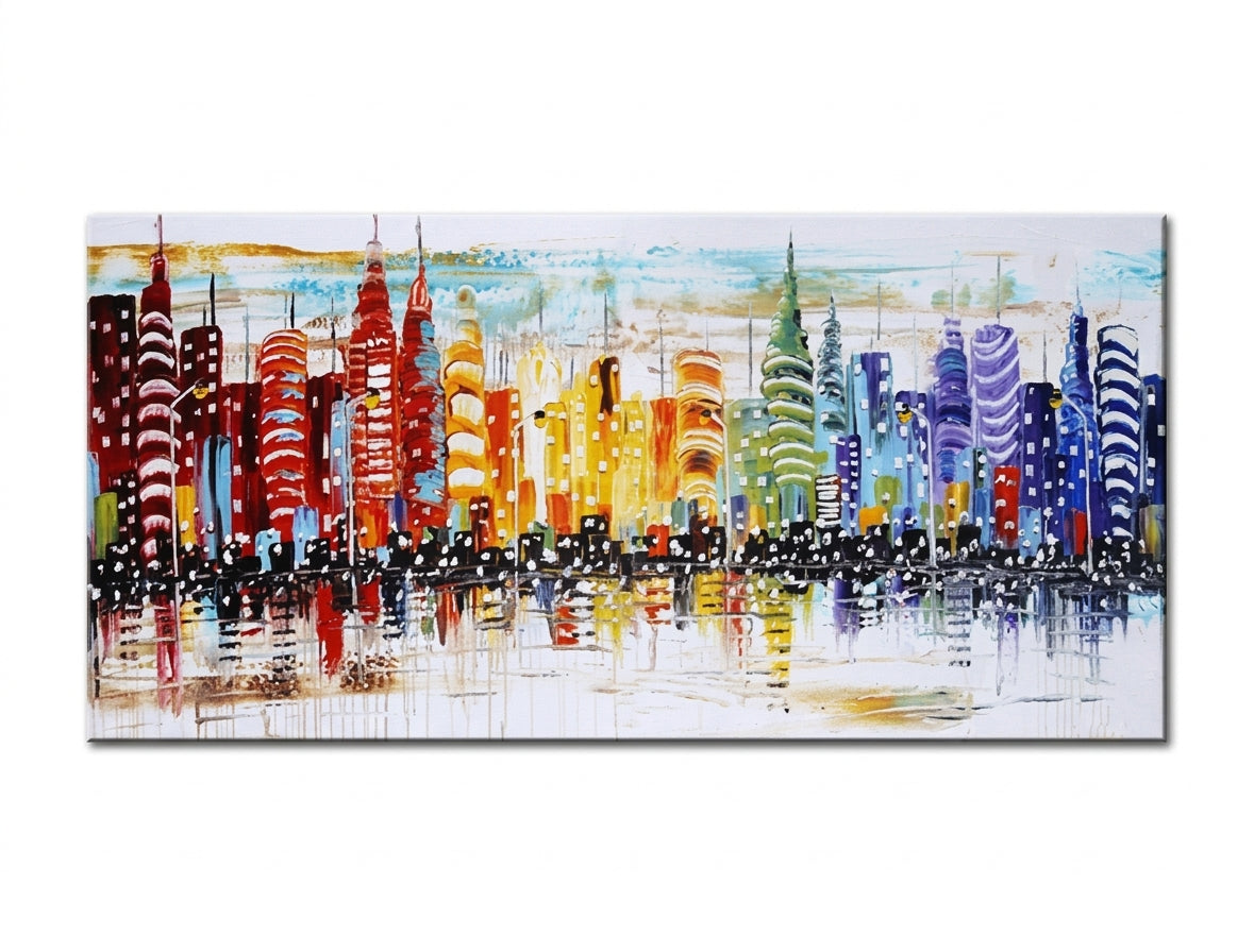 Ръчно Ръчно рисувана картина ГРАД 50 x 100 cm