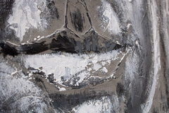 Ръчно рисувана картина на платно с мотив BUDHA, Buddha в бяло-сиво нюанси, спокойна атмосфера, духовност, подходяща за хол | Рисувана картина за стена BUDHA – продукт, изглед 5