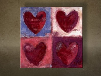 Ръчно рисувана картина с мотив LOVE в бяло-златно нюанси | Рисувана картина за стена LOVE, любов и отношения – преглед