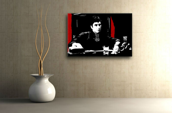 Ръчно рисувана картина на платно с мотив AL PACINO в черно-бяло нюанси, интензивна атмосфера, филмов свят и иконография | Ръчно рисувана POP Art картина AL PACINO – основна