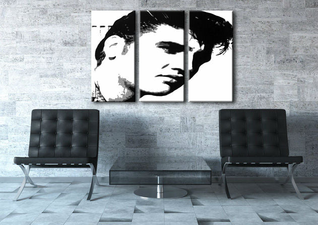 Ръчно рисувана картина на платно с мотив ELVIS в черно-бяло нюанси, смела атмосфера, рок енд рол и музикална история | Ръчно рисувана POP Art картина ELVIS – основна