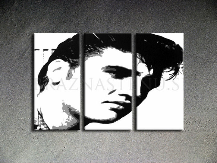 Ръчно рисувана картина на платно с мотив ELVIS в черно-бяло нюанси, смела атмосфера, рок енд рол и музикална история | Ръчно рисувана POP Art картина ELVIS – продукт
