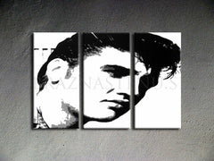 Ръчно рисувана картина на платно с мотив ELVIS в черно-бяло нюанси, смела атмосфера, рок енд рол и музикална история | Ръчно рисувана POP Art картина ELVIS – продукт
