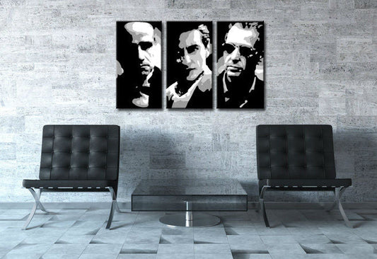 Ръчно рисувана картина на платно с мотив GODFATHER в черно-бяло нюанси, драматична атмосфера, минимализъм | Ръчно рисувана POP Art картина GODFATHER – основна [YOBPPGOD2-120X80-24H]