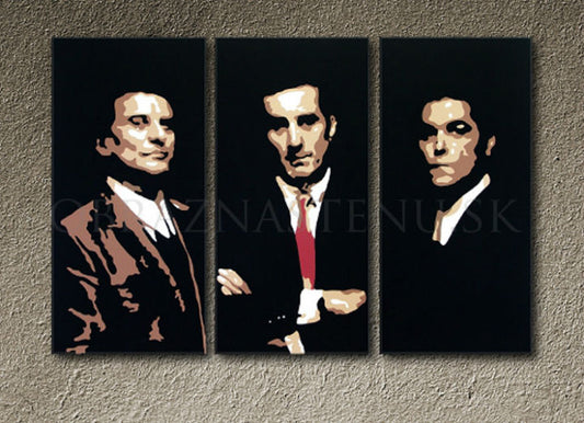 Ръчно рисувана картина на платно с мотив Goodfellas в черно-бяло нюанси, сила и мощ и филмов свят | Ръчно рисувана POP Art картина Goodfellas – продукт