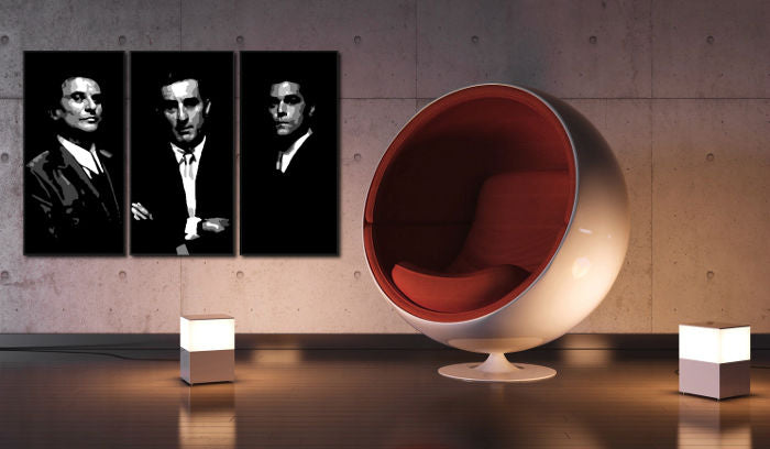 Ръчно рисувана картина на платно с мотив Goodfellas, мъж в костюм в черно-бяло нюанси, драматична атмосфера, тайна | Ръчно рисувана POP Art картина Goodfellas – основна