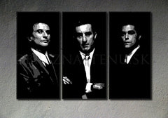 Ръчно рисувана картина на платно с мотив Goodfellas, мъж в костюм в черно-бяло нюанси, драматична атмосфера, тайна | Ръчно рисувана POP Art картина Goodfellas – продукт
