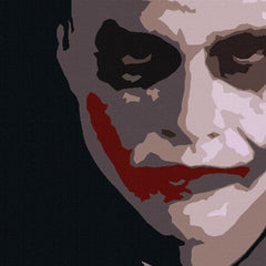 Ръчно рисувана картина на платно с мотив JOKER в черно нюанси, филмов свят | Ръчно рисувана POP Art картина JOKER – продукт, изглед 2