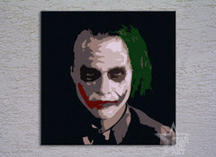 Ръчно рисувана картина на платно с мотив JOKER в черно нюанси, филмов свят | Ръчно рисувана POP Art картина JOKER – продукт