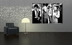 Поп арт картина на платно с мотив Rat Pack, природа в бяло-червено нюанси окачена в интериор на хол, носталгична атмосфера, музикална история – интериор, изглед 3
