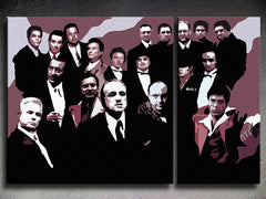 Поп арт картина на платно с мотив The MAFIA Family, автомобил в бяло-черно нюанси, драматична атмосфера, семейство и сила и мощ, подходяща за хол – основна