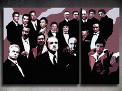 Поп арт картина на платно с мотив The MAFIA Family, автомобил в бяло-черно нюанси, драматична атмосфера, семейство и сила и мощ, подходяща за хол – продукт