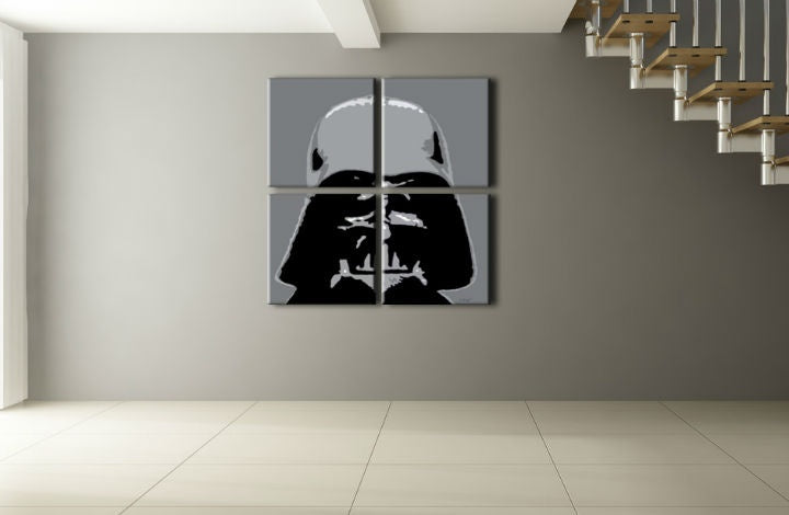 Ръчно рисувана картина с мотив STAR WARS в черно-бяло нюанси | Ръчно рисувана POP Art картина STAR WARS, поп култура и иконография – преглед