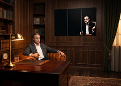 Поп арт картина на платно с мотив Marlon Brando, природа в черно нюанси окачена в интериор на хол, драматична атмосфера, сила и мощ и елегантност – интериор