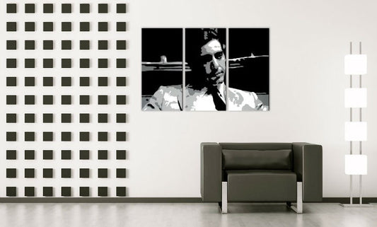 Ръчно рисувана картина на платно с мотив AL PACINO в черно-бяло нюанси, изтънчена атмосфера, градски живот | Ръчно рисувана POP Art картина AL PACINO – основна