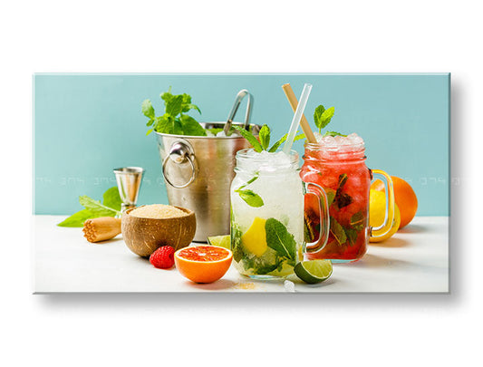 Класическа картина на платно с мотив LETNÝ DRINK в зелено-червено нюанси, подходяща за кухня | Картина за стена LETNÝ DRINK_069-11 – основна