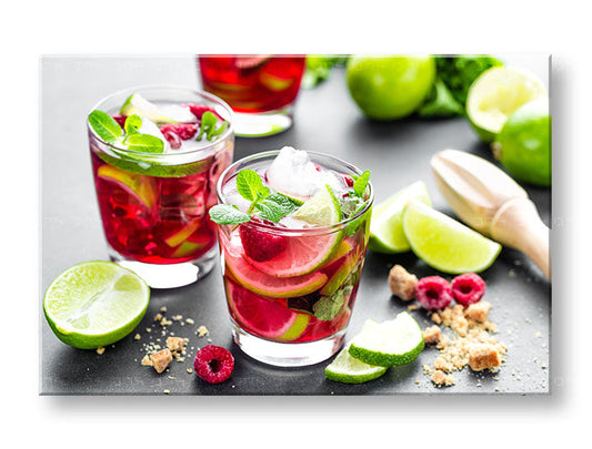 Класическа картина на платно с мотив LETNÝ DRINK в зелено-червено нюанси, подходяща за кухня | Картина за стена LETNÝ DRINK_089-11 – основна