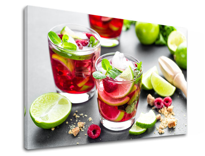 Класическа картина на платно с мотив LETNÝ DRINK в зелено-червено нюанси, подходяща за кухня | Картина за стена LETNÝ DRINK_089-11 – продукт